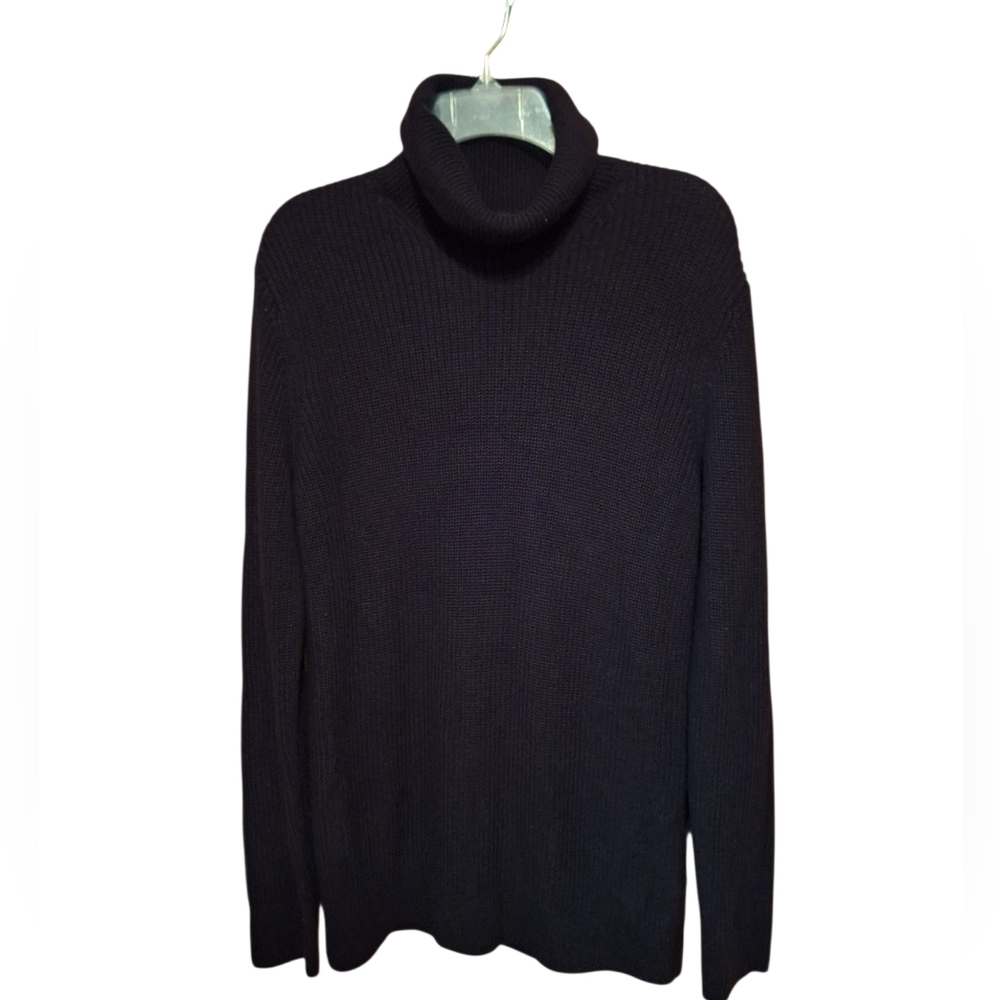 H&M Men's Turtleneck Sweater Black Ribbed Preppy Knit Heavy Academia Medium